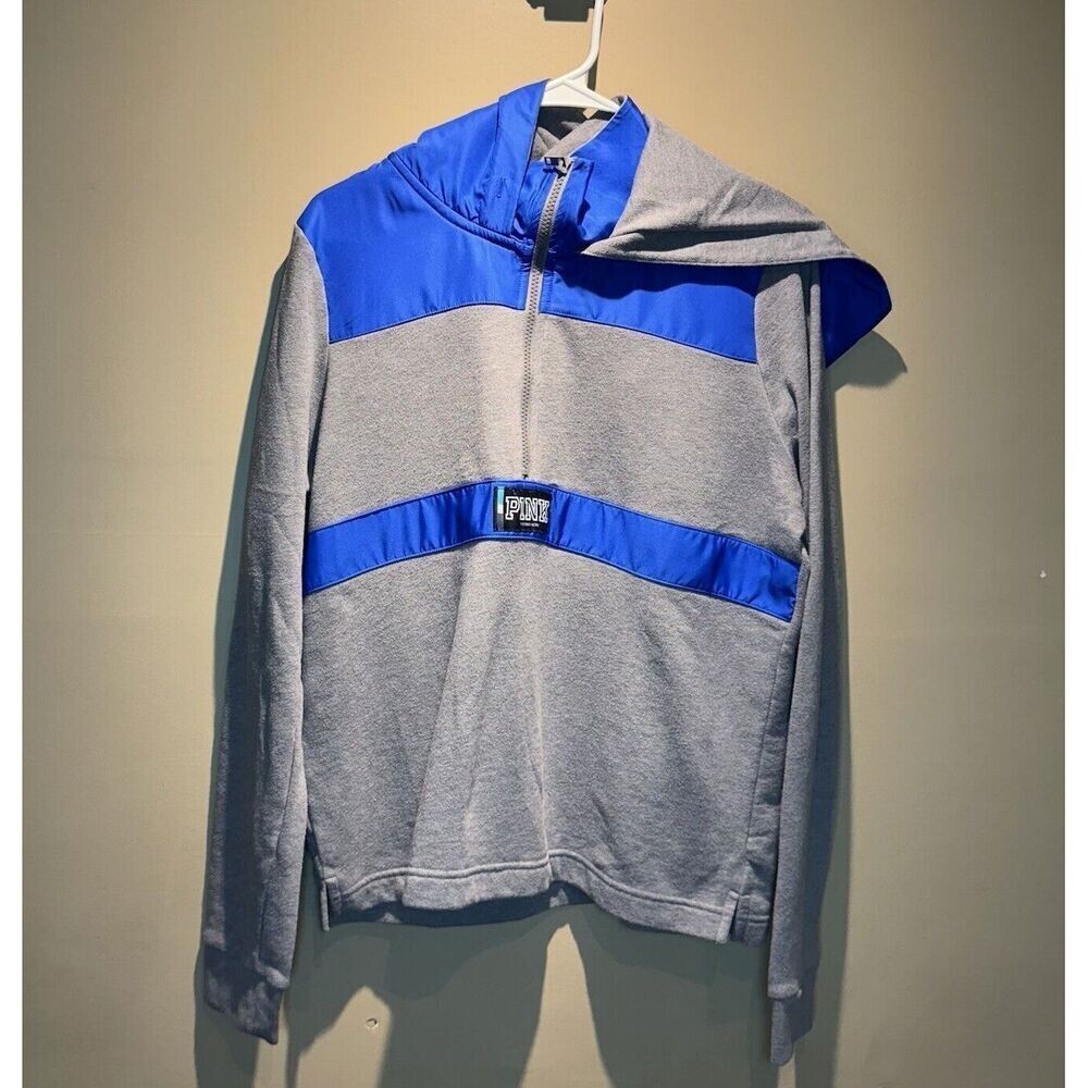 PINK Victoria's Secret Half Zip Pullover Jacket Blue Grey Women’s Size Large